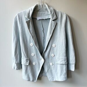 Amina Rubinacci pale blue knit linen and cotton blazer